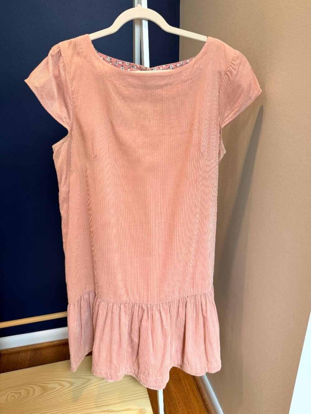 Dropwaist cap sleeve pink corduroy